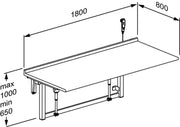 Pressalit Daycare Changing Table, Electric, Foldable, 800 × 1800mm, Dimensioned Drawing (R8723000)