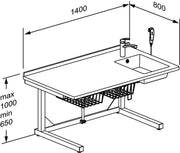 Pressalit Daycare Changing Table, Freestanding, 800 × 1400mm, Dimensioned Drawing (R8654000)