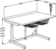 Pressalit Daycare Changing Table, Freestanding, 800 × 1400mm, Dimensioned Drawing (R8642000)