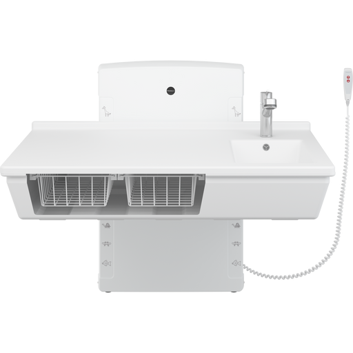 Pressalit Daycare Changing Table, Wall-Mounted Low-Start, 800 × 1400mm, with Sink & Pull-Out Mixer Tap (R8682000)