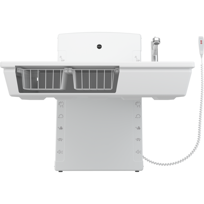 Pressalit Daycare Changing Table, Wall-Mounted Low-Start, 800 × 1400mm, with Sink & Pull-Out Mixer Tap (R8682000)