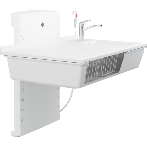Pressalit Daycare Changing Table, Wall-Mounted Low-Start, 800 × 1400mm, with Sink & Standard Mixer Tap (R8684000)