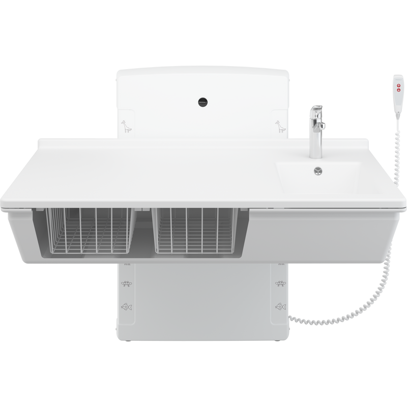 Pressalit Daycare Changing Table, Wall-Mounted Low-Start, 800 × 1400mm, with Sink & Standard Mixer Tap (R8684000)