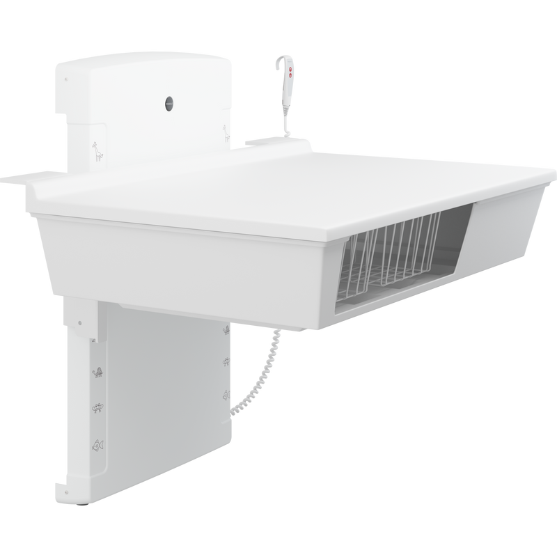 Pressalit Daycare Changing Table, Wall-Mounted Low-Start, 800 × 1400mm, with 2 Wire Baskets (R8662000)
