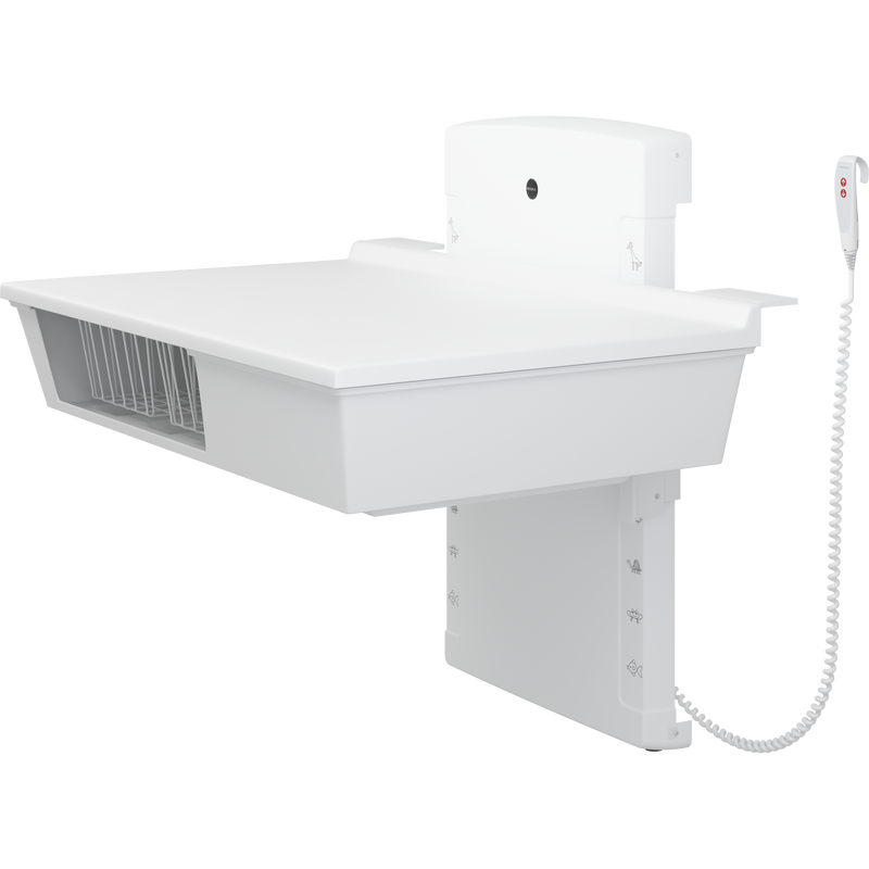 Pressalit Daycare Changing Table, Wall-Mounted Low-Start, 800 × 1400mm, with 2 Wire Baskets (R8662000)