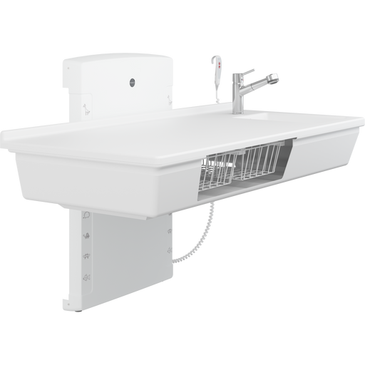 Pressalit Daycare Changing Table, Wall-Mounted Low-Start, 800 × 1800mm, with Sink & Pull-Out Mixer Tap (R8683000)