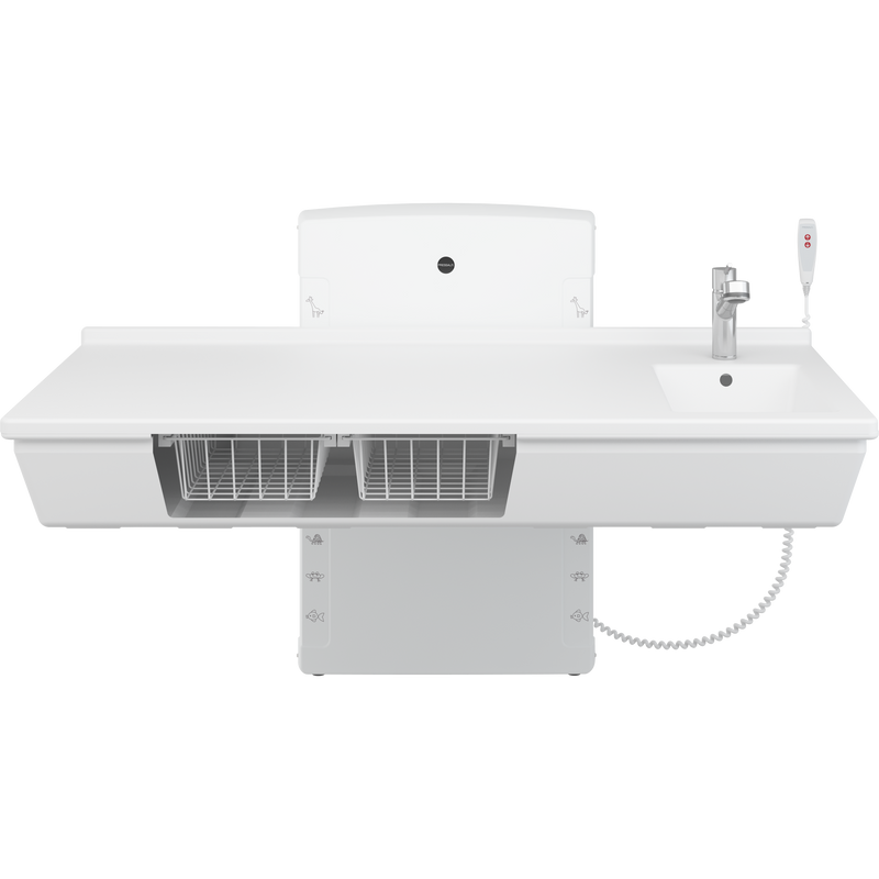 Pressalit Daycare Changing Table, Wall-Mounted Low-Start, 800 × 1800mm, with Sink & Pull-Out Mixer Tap (R8683000)