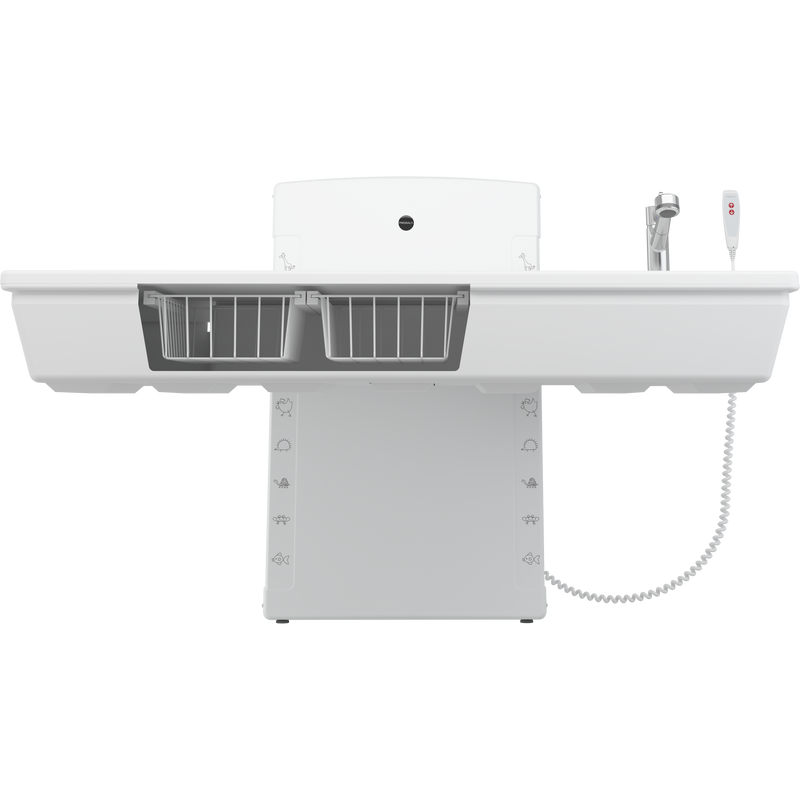Pressalit Daycare Changing Table, Wall-Mounted Low-Start, 800 × 1800mm, with Sink & Pull-Out Mixer Tap (R8683000)