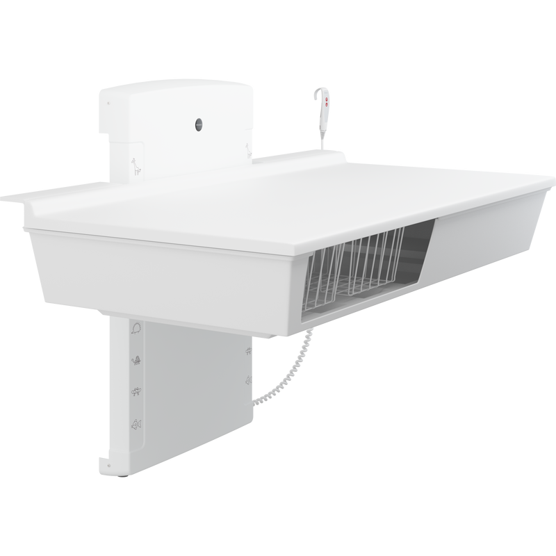 Pressalit Daycare Changing Table, Wall-Mounted Low-Start, 800 × 1800mm, with 2 Wire Baskets (R8663000)