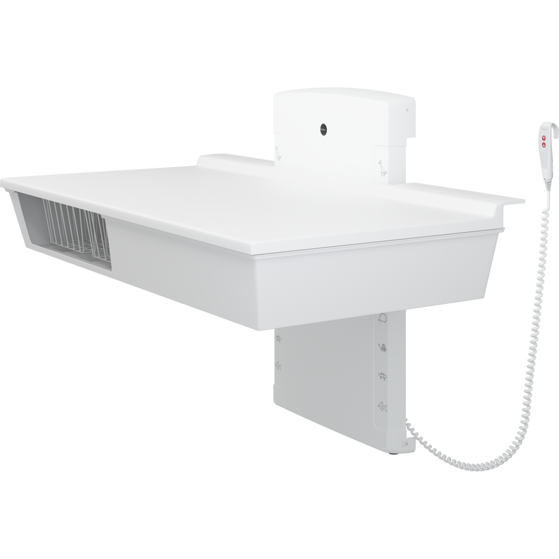 Pressalit Daycare Changing Table, Wall-Mounted Low-Start, 800 × 1800mm, with 2 Wire Baskets (R8663000)