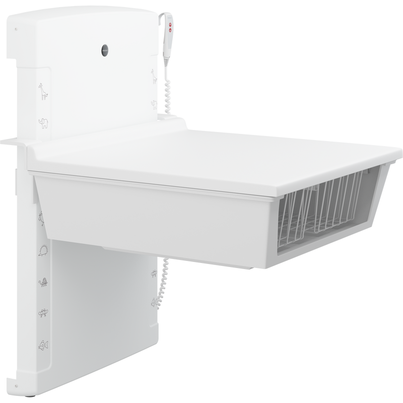 Pressalit Daycare Changing Table, Wall-Mounted Low-Start, 800 × 900mm, with 2 Wire Baskets (R8661000)
