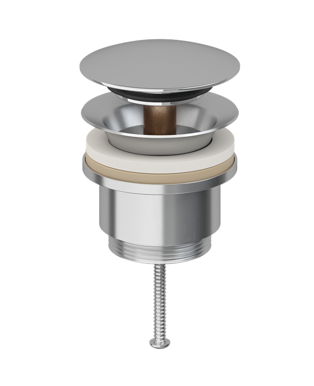 Pressalit Drain Fitting, Pop-Up-Plug Silver (LA1321)