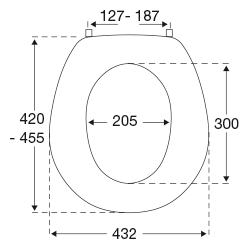 Pressalit Ergosit Toilet Seat Without Cover R29000 - dimensioned drawing