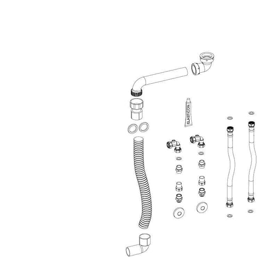 Pressalit R2077 flexible feed and waste system with 1/2 inch braided feed pipes, 900mm feed and 900mm waste, for height-adjustable wash basin brackets
