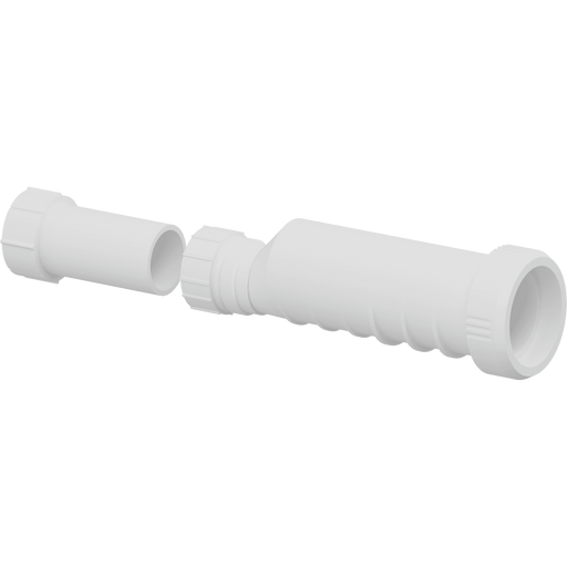 Pressalit R2076 HepVo waterless in-line trap in white, mountable vertically or horizontally, for flexible wash basin waste systems