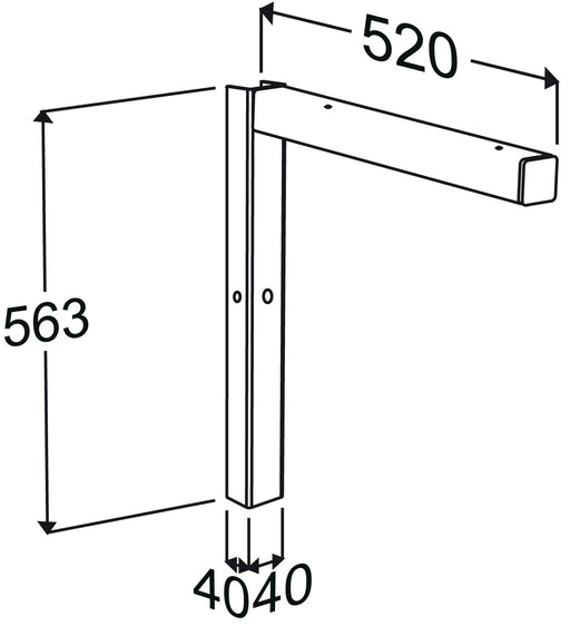Pressalit INDIVO Bracket, 1pc, Wall-Mounted, for Worktop, Dimensioned Drawing (RK1101)