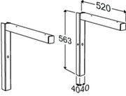 Pressalit INDIVO Bracket, 2pcs, Wall-Mounted, for Worktop, Dimensioned Drawing (RK1100)