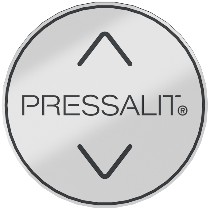 Pressalit INDIVO Fascia Switch, Circular, Silver, for Wall Cupboard Lift (RK1355)
