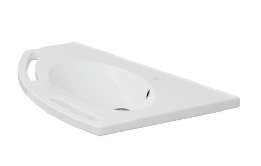 Pressalit Matrix Angle Vanity Wash Basin, Left-Facing, with Overflow, White (R2042000)