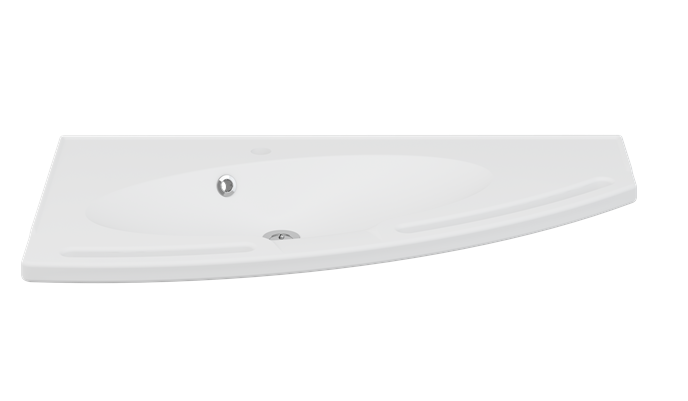 Pressalit Matrix Angle Vanity Wash Basin, Right-Facing, with Overflow, White (R2040000)