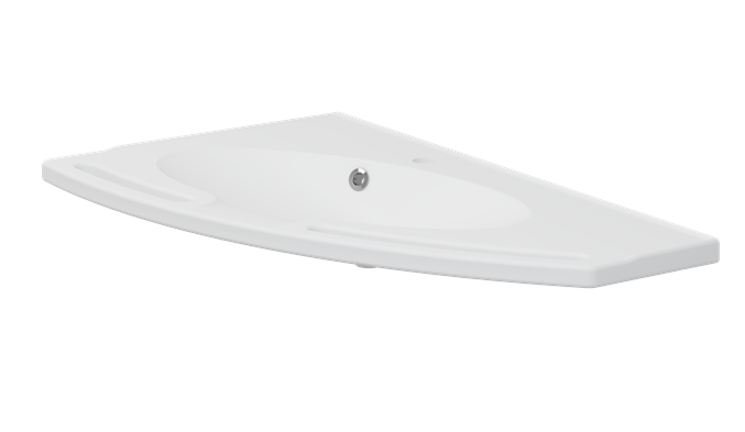 Pressalit Matrix Angle Vanity Wash Basin, Right-Facing, with Overflow, White (R2040000)