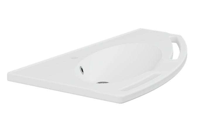 Pressalit Matrix Angle Vanity Wash Basin, Right-Facing, with Overflow, White (R2040000)