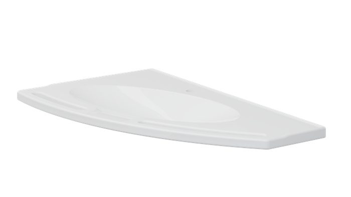 Pressalit Matrix Angle Vanity Wash Basin, Right-Facing, No Overflow, White (R2041000)