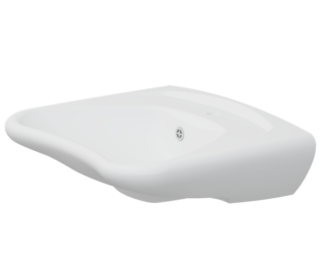 Pressalit Matrix Curve Wash Basin, Ergonomic, 600 × 490 × 190mm, with Overflow, White (R2050000)
