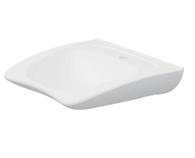 Pressalit MATRIX Curve II Ergonomic Wash Basin With Tap Hole, Without Overflow White 600x487mm(R2053000)