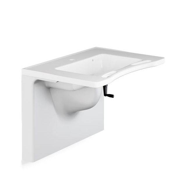 Pressalit Matrix Medium Vanity Wash Basin, 780 × 550 × 165mm, with Handrails, White (R2120000)
