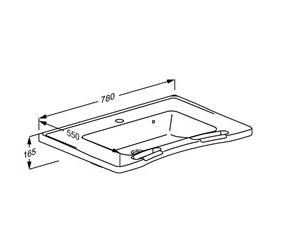 Pressalit Matrix Medium Vanity Wash Basin dimensioned drawing (R2120000)