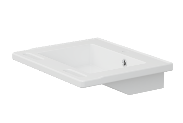 Pressalit Matrix Small Wash Basin, 600 × 490 × 130mm, with Overflow, White (R2020000)