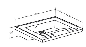 Pressalit Matrix Small Wash Basin, 600 × 490 × 130mm, with Overflow, White (R2020000)