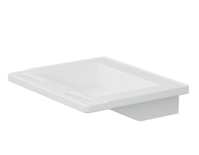 Pressalit Matrix Small Wash Basin, 600 × 490 × 130mm, No Overflow, White (R2021000)