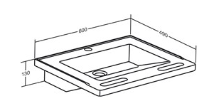 Pressalit Matrix Small Wash Basin, 600 × 490 × 130mm, No Overflow, White (R2021000)