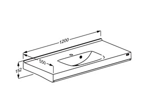 Pressalit Matrix Square Vanity Wash Basin, 1200 × 550 × 152mm, White (R2172000)