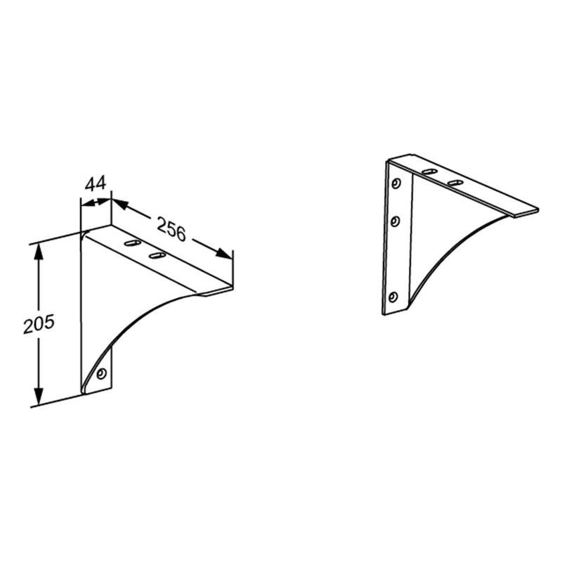 Pressalit Matrix Wash Basin Supports, Set of 2, Fixed Height, Dimensioned Drawing (R2010182)