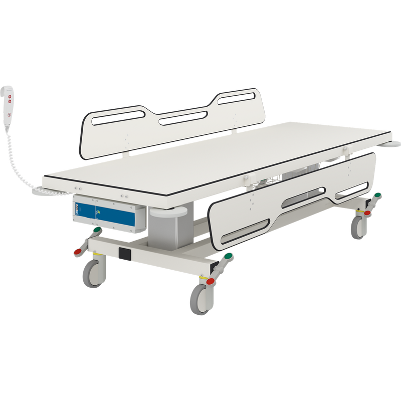 Pressalit MCT 2 Change Trolley, 700 × 2100mm, Two Fold-Down Sides, Electrically Height-Adjustable (Battery), White (R9452721000)