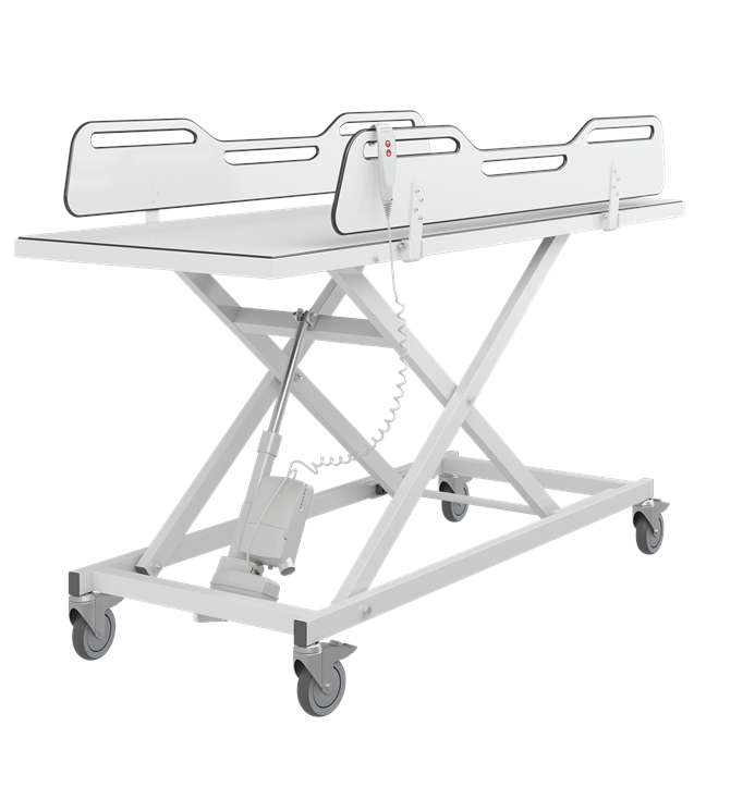 Pressalit MCT 3 Change Trolley, 700 × 2100mm, Electrically Height-Adjustable, White (R9652721000)