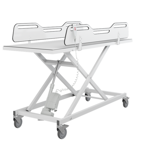 Pressalit MCT 3 Change Trolley, 700 × 2100mm, Electrically Height-Adjustable, White (R9652721000)