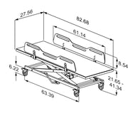 Pressalit MCT 5 Change Trolley, 700 × 2100mm, White (R9502721000) - dimensioned drawing (inches)