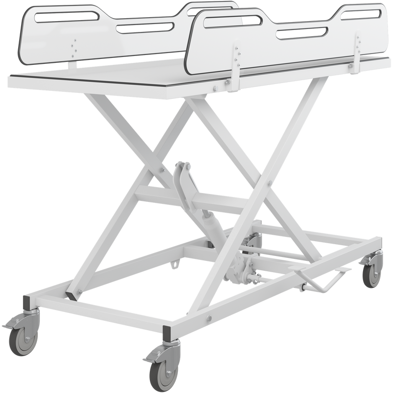 Pressalit MCT 5 Change Trolley, 700 × 2100mm, Two Fold-Down Sides, Manually Height-Adjustable, White (R9502721000)