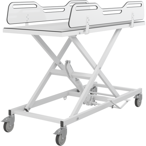 Pressalit MCT 5 Change Trolley, 700 × 2100mm, Two Fold-Down Sides, Manually Height-Adjustable, White (R9502721000)