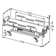 Pressalit MSCT 1 Shower Change Trolley, 700 × 2100mm, White (R9454721000) - dimensioned drawing