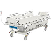 Pressalit MSCT 1 Shower Change Trolley, 700 × 2100mm, Four Fold-Down Sides, Electrically Height-Adjustable (Battery), White (R9454721000)