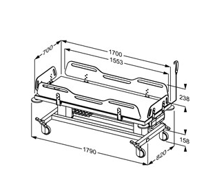 Pressalit MSCT 1 Shower Change Trolley, 700 × 1700mm, White (R9454717000)