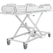 Pressalit MSCT 4 Shower Change Trolley, 700 × 2100mm, Four Fold-Down Sides, Manually Height-Adjustable, White (R9504721000)