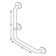 Pressalit PLUS 90° Angle Handrail, Left Hand, 400 x 475mm (RT115112) - dimensioned drawing