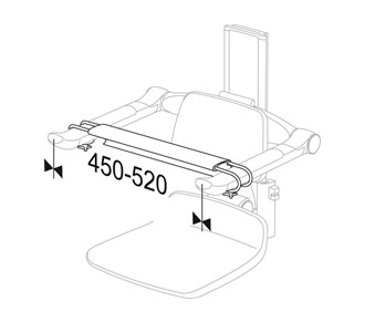 Pressalit Plus Front Support, 450-520mm, White (RT873000)