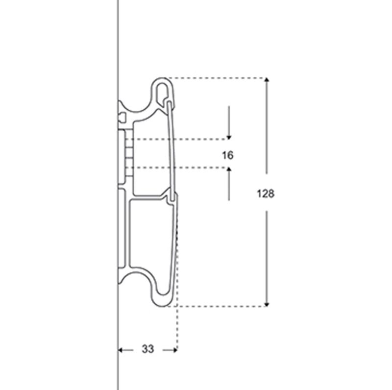 Pressalit PLUS Horizontal Wall Track, 2700mm (R9827112) - dimensioned drawing